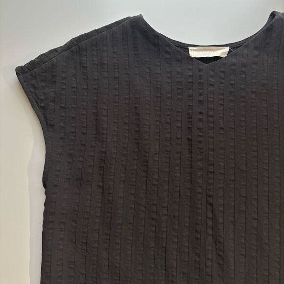 Everlane City Stripe V Neck Top Short Sleeve Pullover Black Shirt oversized - Picture 14 of 16